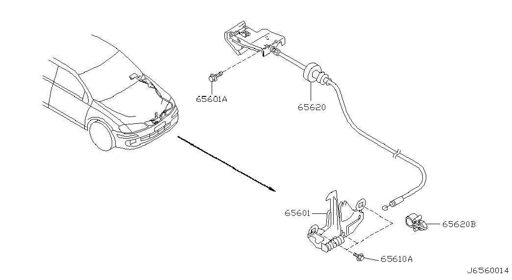 Замок капота для Ниссан Альмира 2000-2003