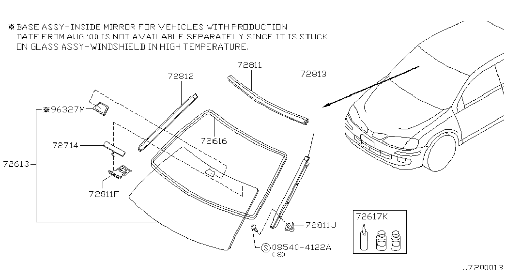 Лобовое стекло для Ниссан Альмира 2000-2003