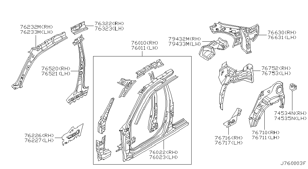 Центральная стойка кузова правая для Ниссан Альмира 2000-2003