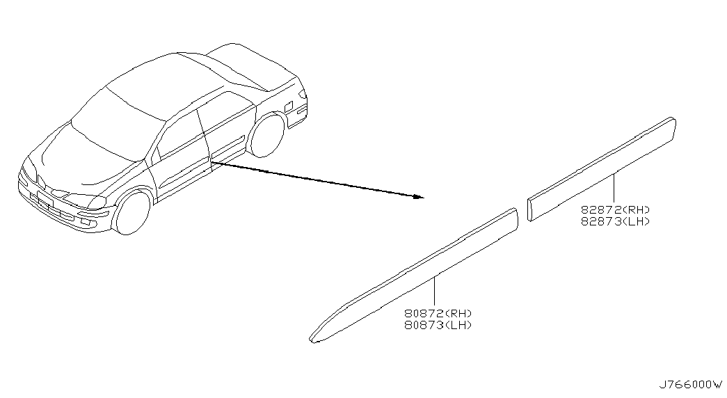 Молдинг боковой правый для Ниссан Альмира 2000-2003