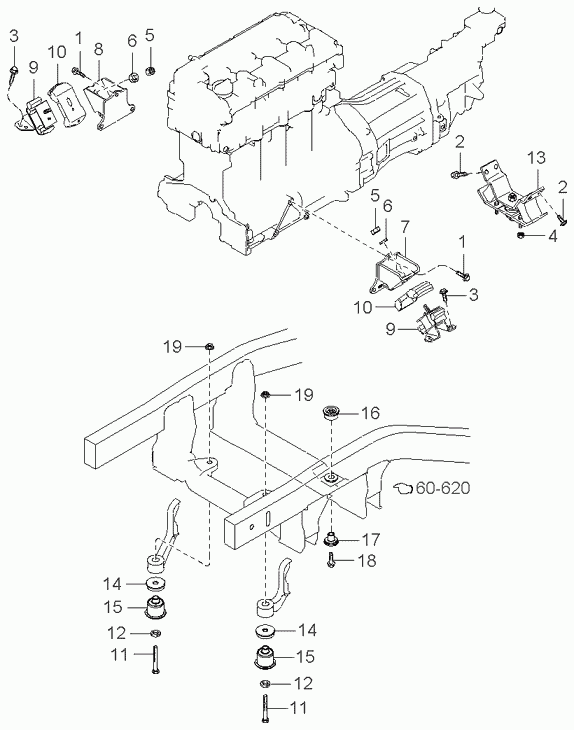 Подушка двигателя правая для Киа Соренто 2002-2006