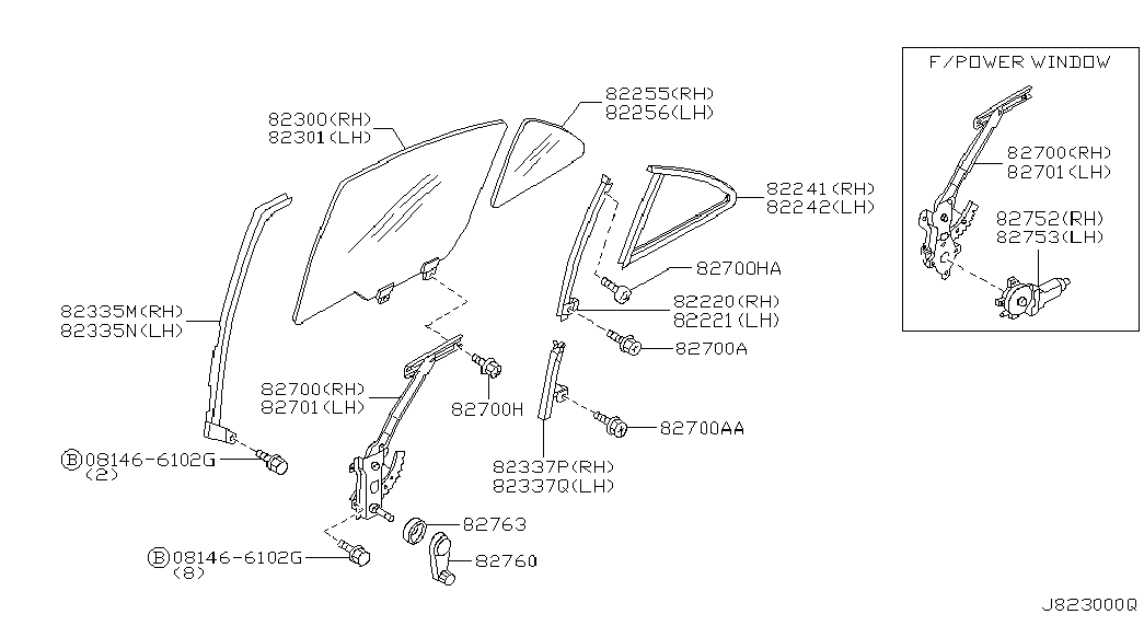 Стекло задней левой двери для Ниссан Альмира 2000-2003