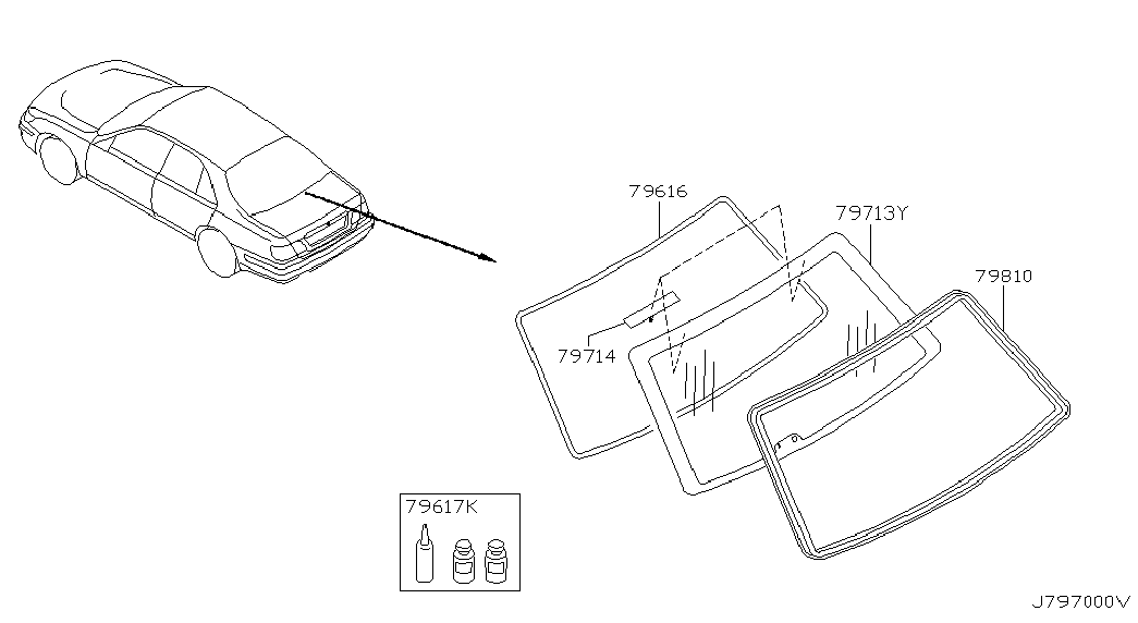 Стекло заднее для Ниссан Альмира 2000-2003