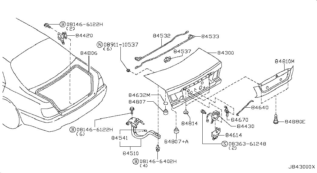 Петля крышки багажника левая для Ниссан Альмира 2000-2003