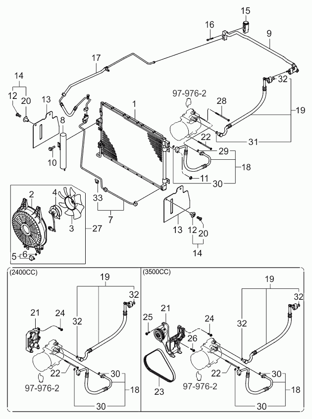 Радиатор кондиционера в сборе для Киа Соренто 2002-2006