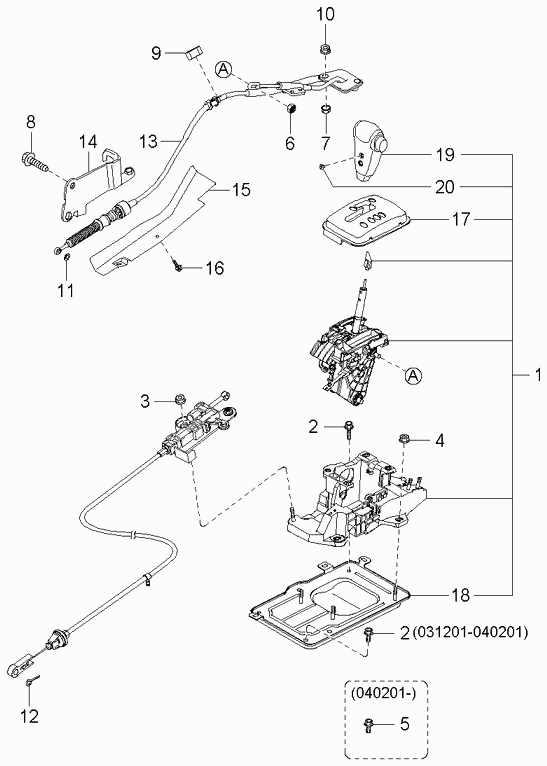 Трос переключения скоростей, автомат для Киа Соренто 2002-2006 