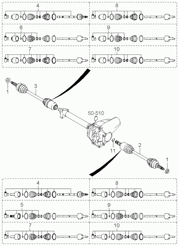 Приводной вал правый для Киа Соренто 2002-2006