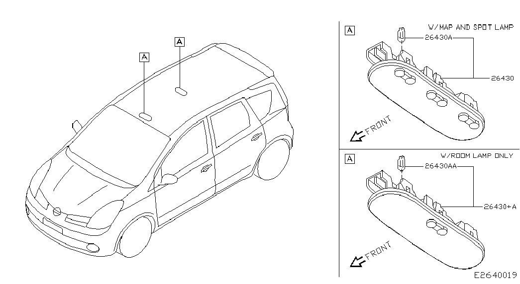 Фонарь салона для Ниссан Ноут 2005-2009