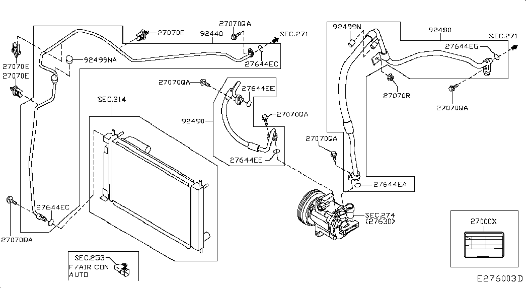 Трубка компрессора кондиционера для Ниссан Ноут 2005-2009