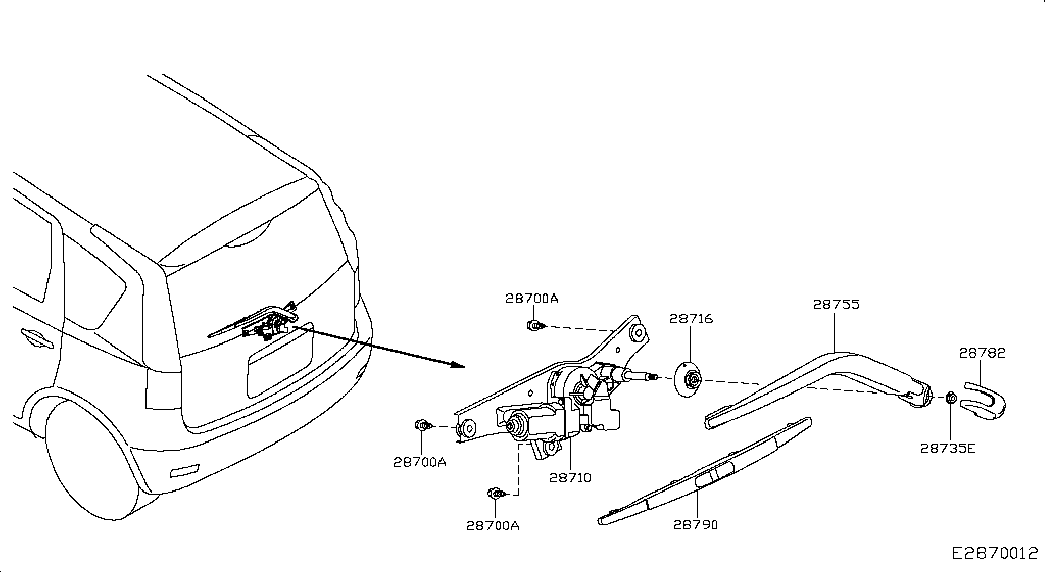 Моторчик стеклоочистителя заднего стекла для Ниссан Ноут 2005-2009