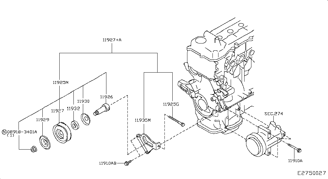 Натяжитель приводного ремня для Ниссан Ноут 2005-2009
