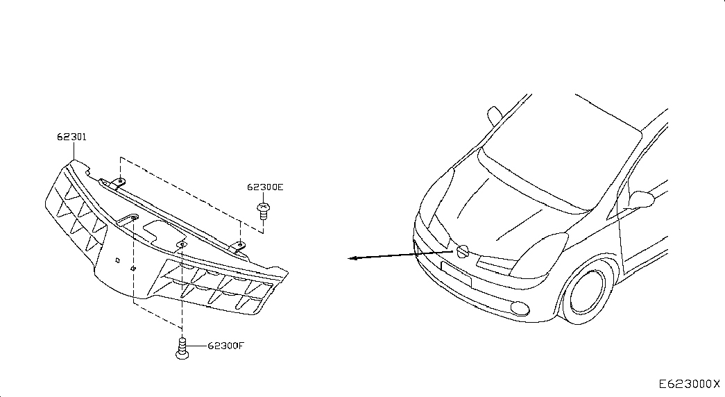 Решетка радиатора для Ниссан Ноут 2005-2009