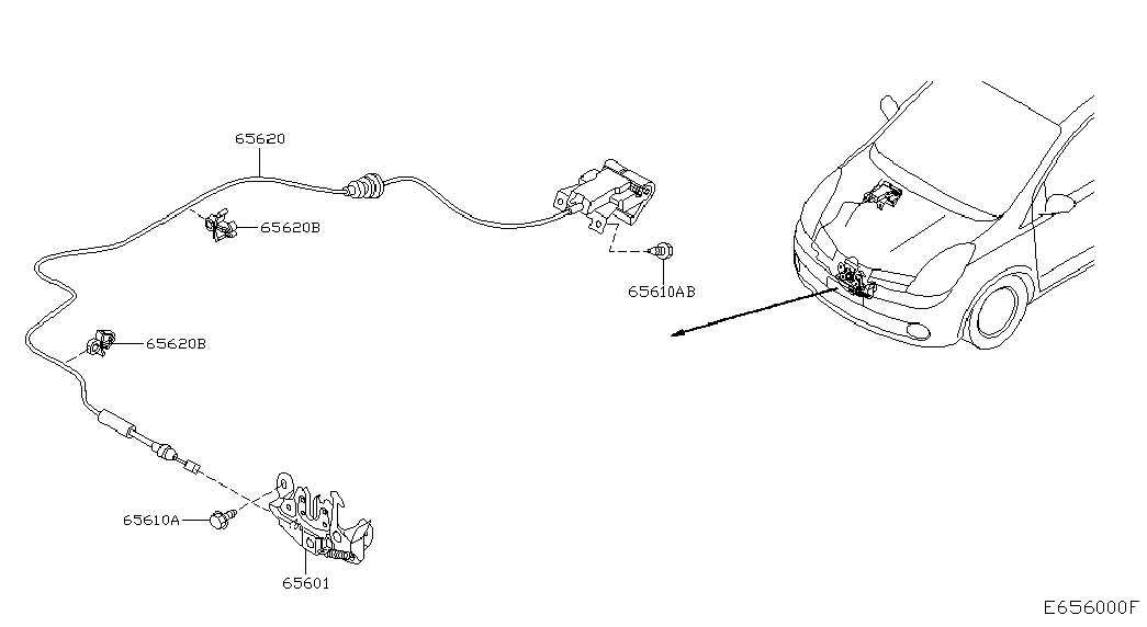 Замок капота для Ниссан Ноут 2005-2009