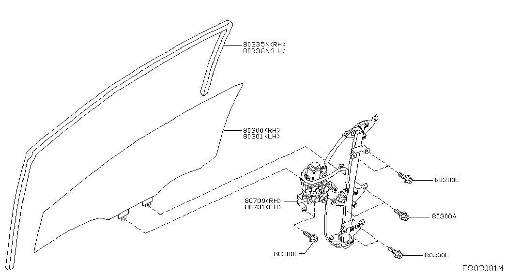 Стекло передней левой двери для Ниссан Ноут 2005-2009