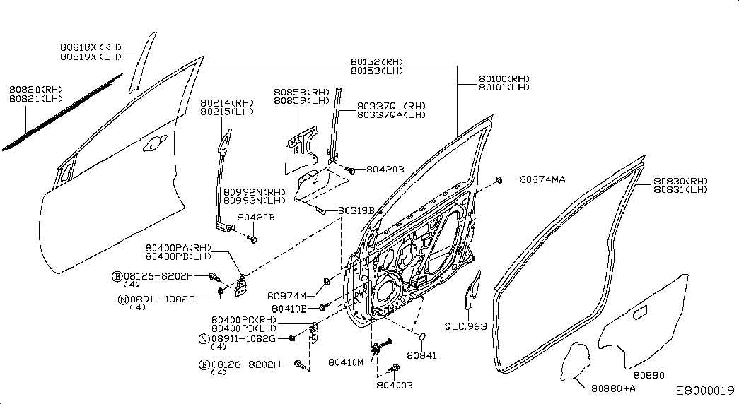 Дверь передняя правая для Ниссан Ноут 2005-2009