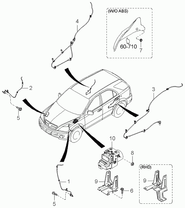 Датчик АБС передний левый для Киа Соренто 2002-2006