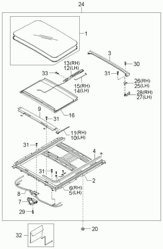 Люк на крышу для Киа Соренто 2002-2006