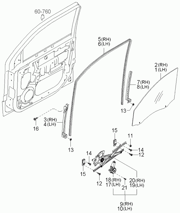 Мотор стеклоподъемника переднего правого для Киа Соренто 2002-2006