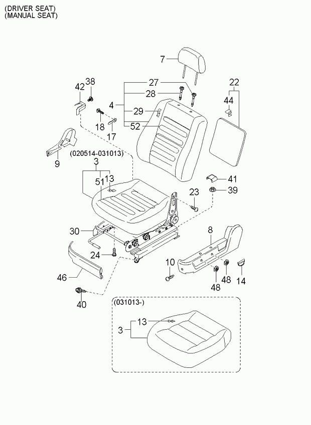 Подушка сиденья водителя для Киа Соренто 2002-2006