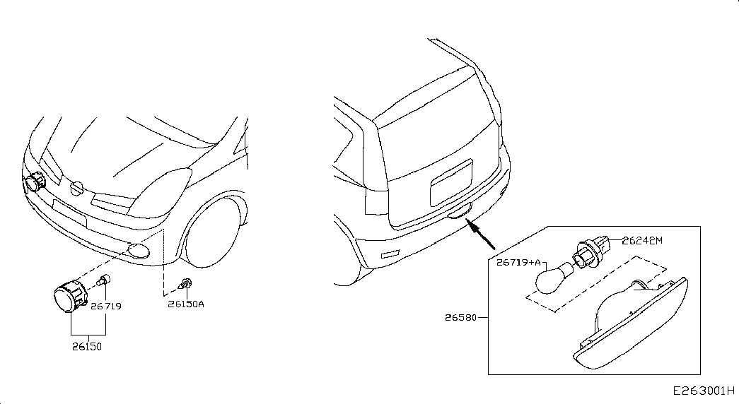 Фара противотуманная правая в сборе для Ниссан Ноут 2009-2013