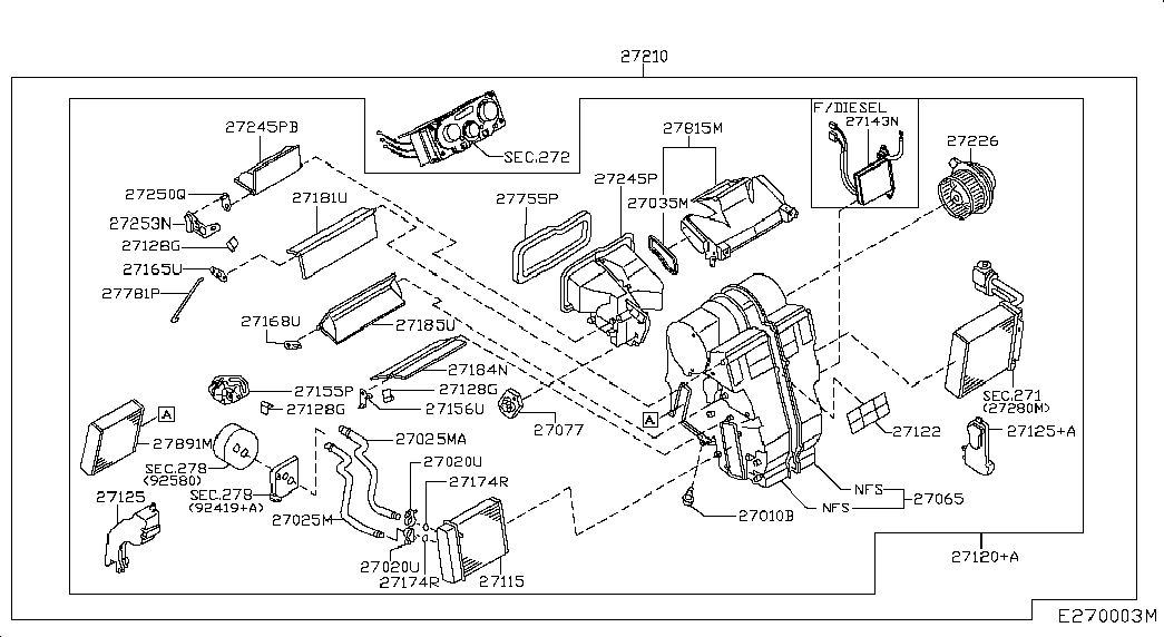 Радиатор отопителя для Ниссан Ноут 2009-2013