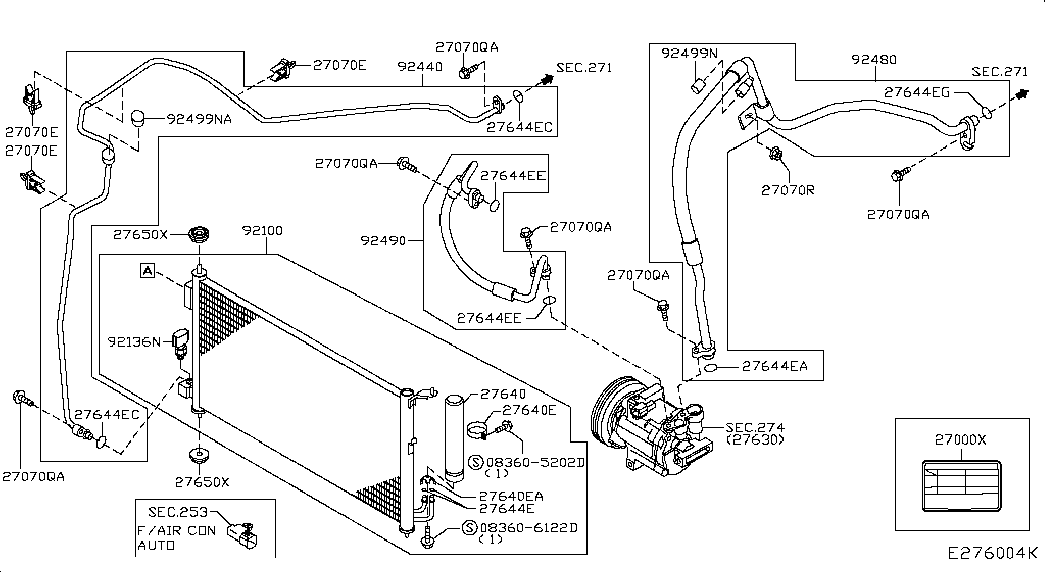 Радиатор кондиционера в сборе для Ниссан Ноут 2009-2013