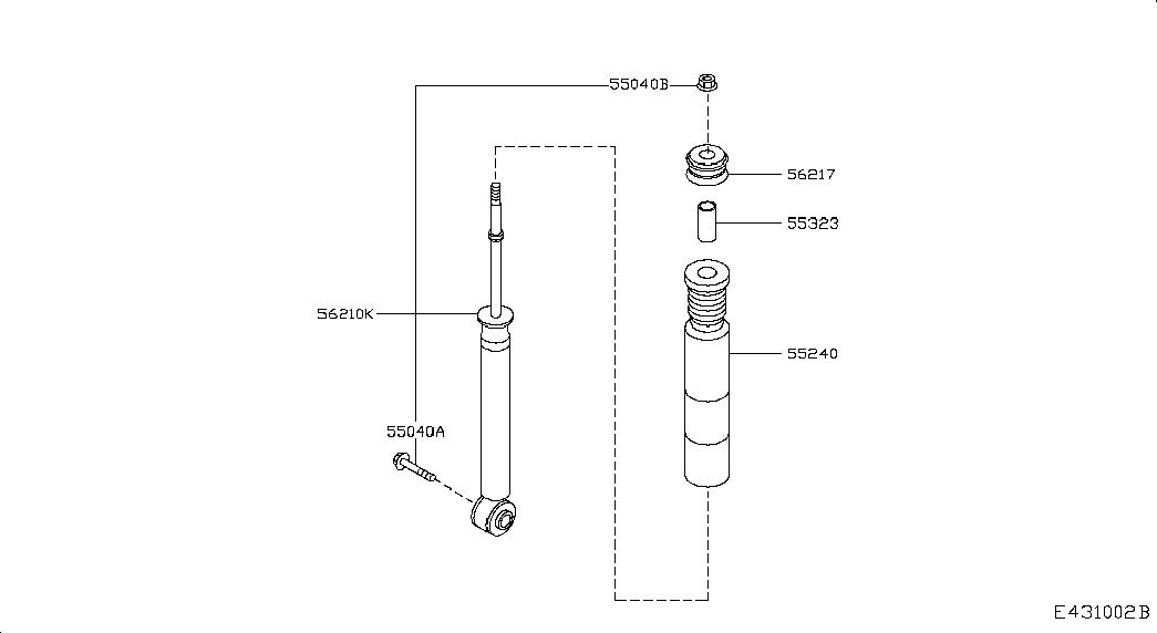 Амортизатор задний для Ниссан Ноут 2009-2013