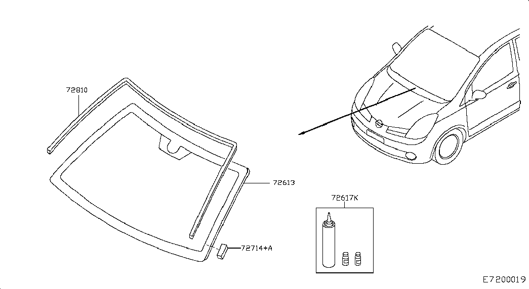 Лобовое стекло для Ниссан Ноут 2009-2013