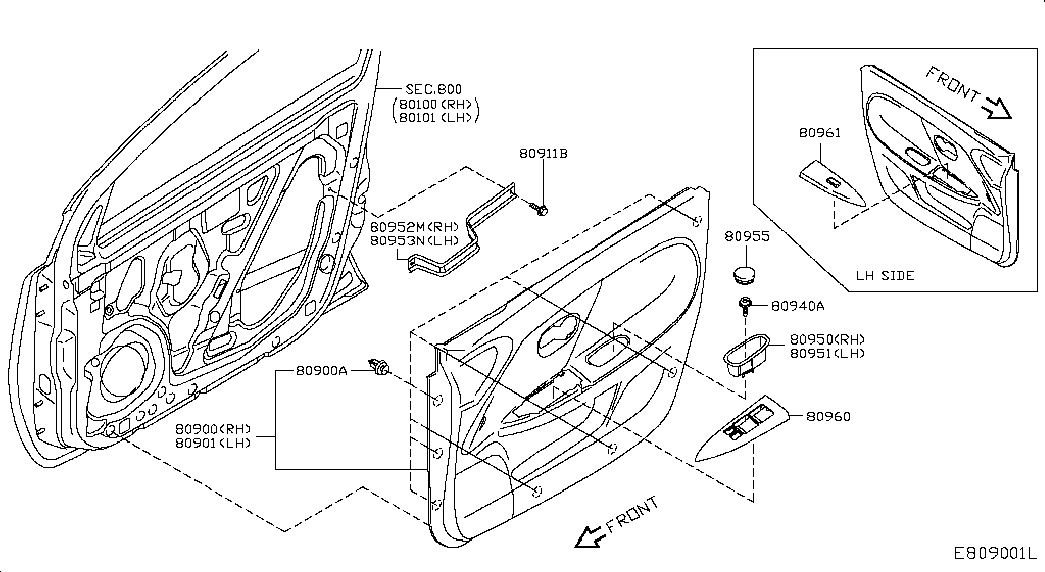 Кнопки стеклоподъёмников водительской двери для Ниссан Ноут 2009-2013