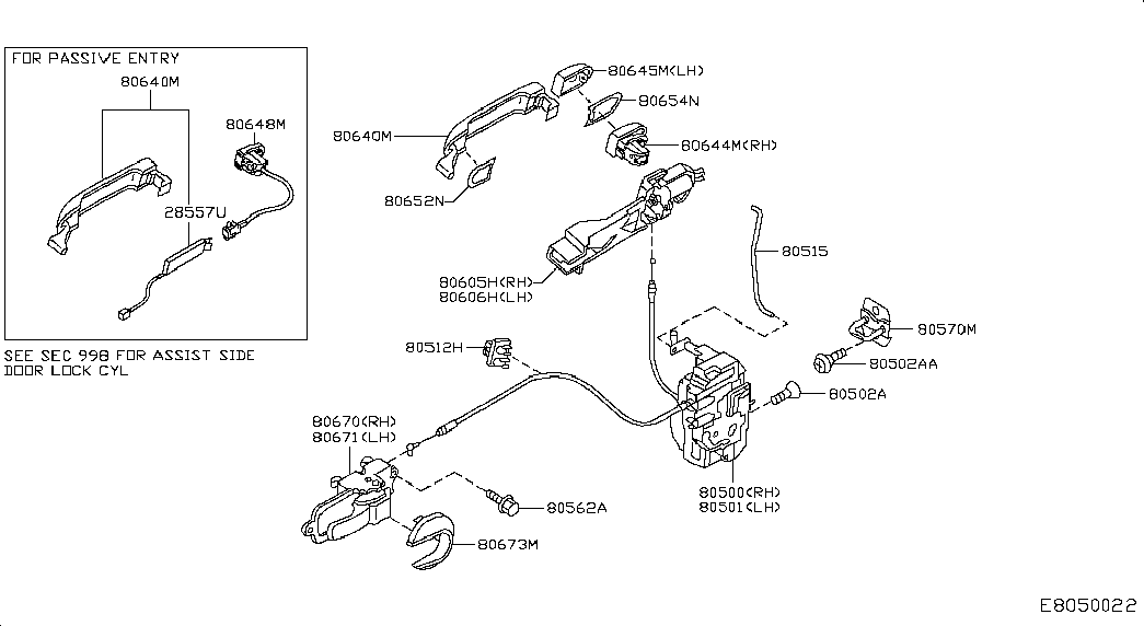 Ручка передней левой двери для Ниссан Ноут 2009-2013