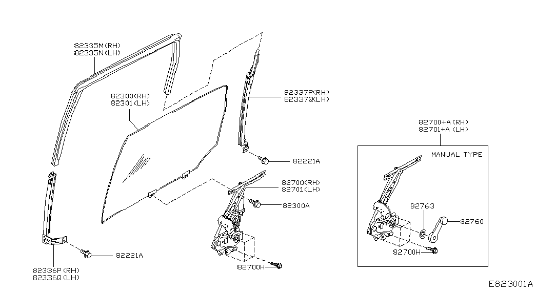 Стекло задней правой двери для Ниссан Ноут 2009-2013