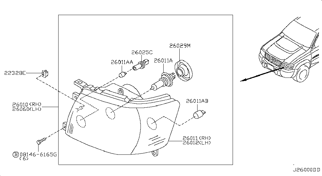 Фара правая в сборе для Ниссан Патрол 2004-2018