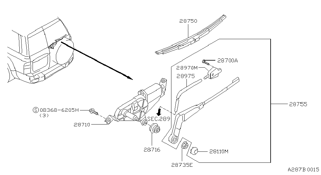 Моторчик стеклоочистителя заднего стекла для Ниссан Патрол 2004-2018