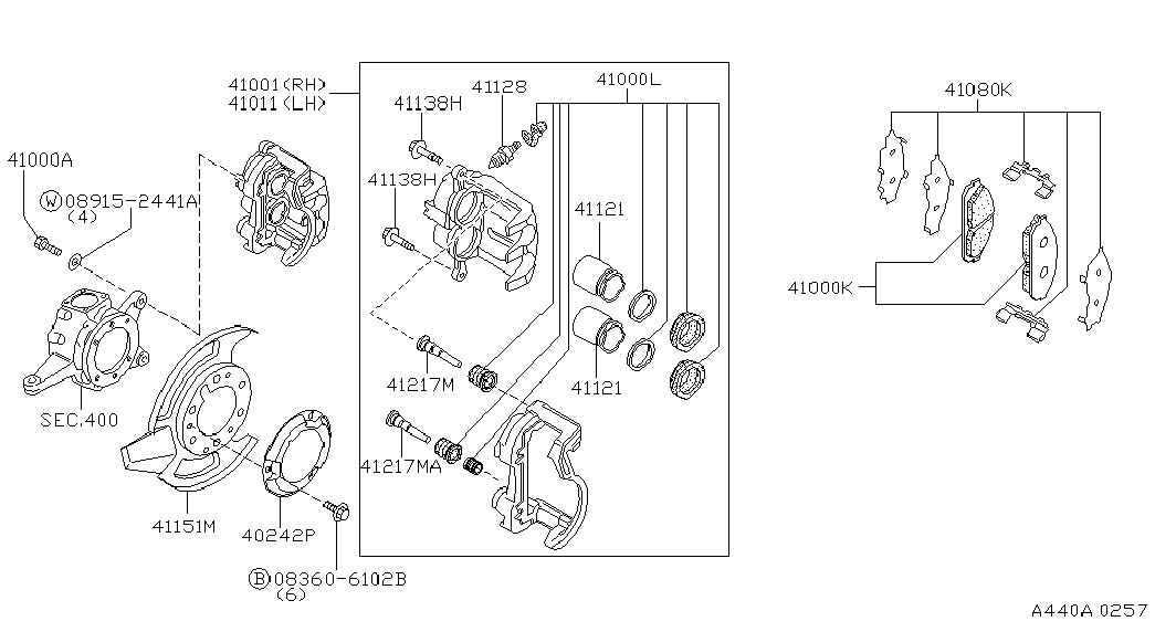 Суппорт тормозной передний правый для Ниссан Патрол 2004-2018