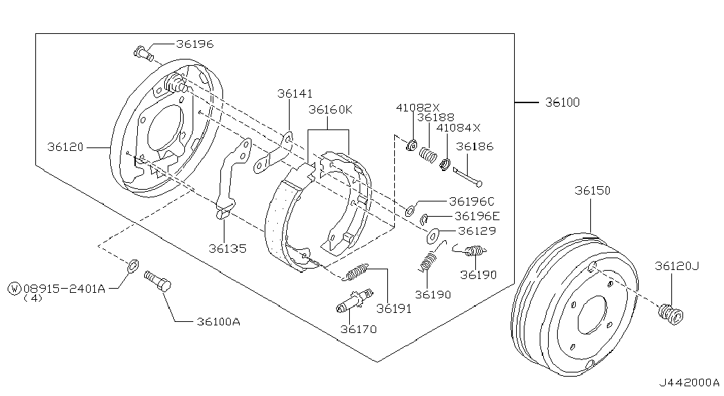 Колодки стояночного, ручного тормоза для Ниссан Патрол 2004-2018