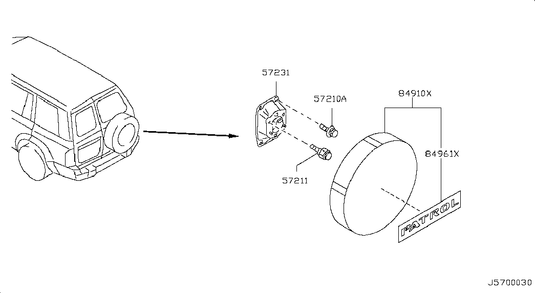 Кронштейн запасного колеса на багажнике для Ниссан Патрол 2004-2018