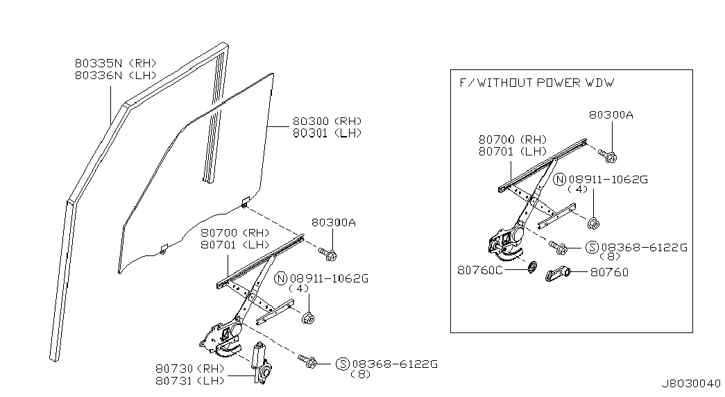 Стекло передней правой двери для Ниссан Патрол 2004-2018