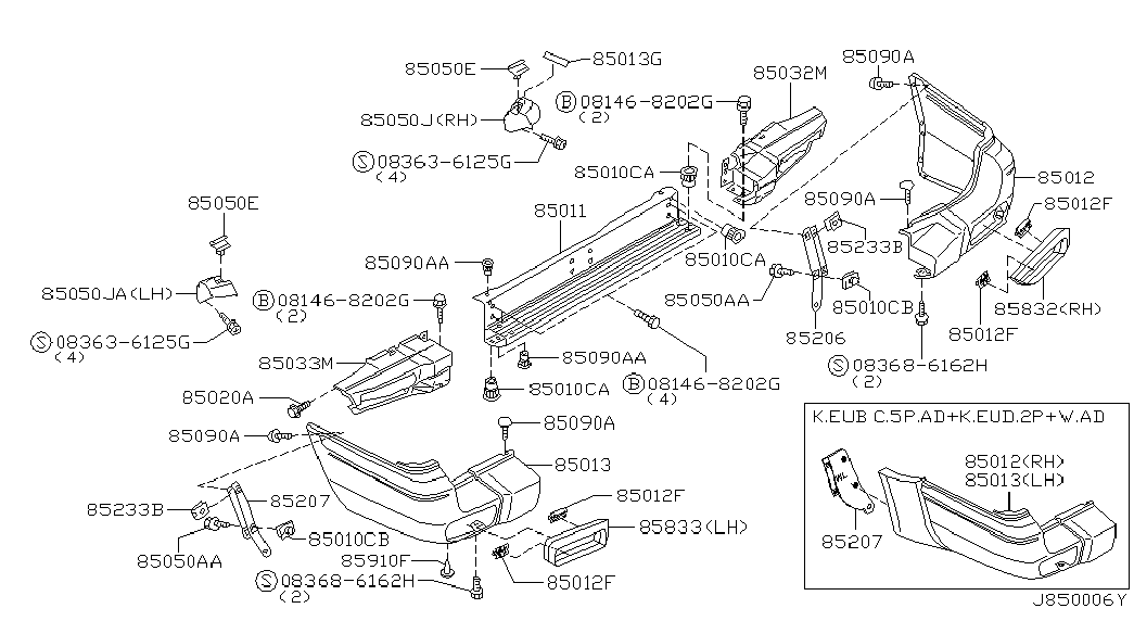 Левая часть заднего бампера для Ниссан Патрол 2004-2018