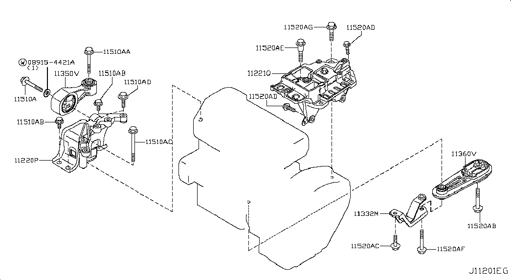 Подушка двигателя задняя для Nissan Juke 2010-2014