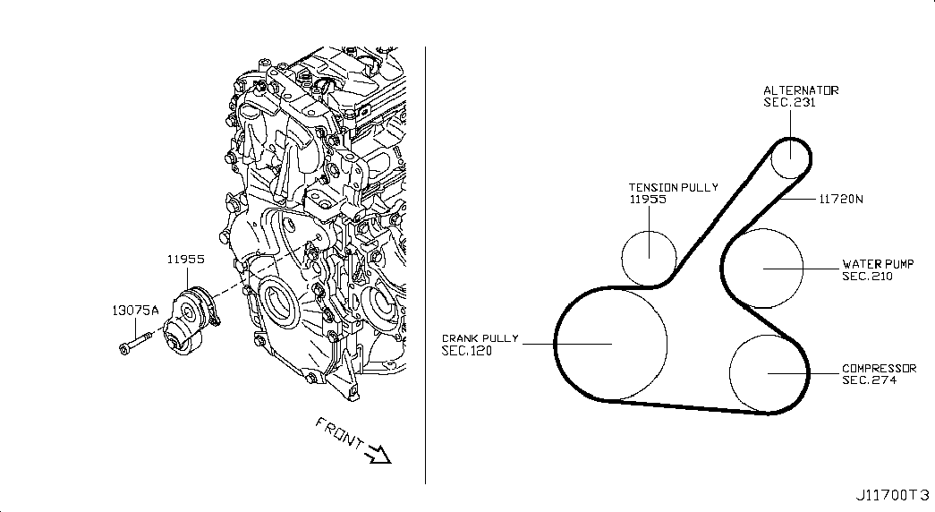Ролик приводного ремня для Nissan Juke 2010-2014