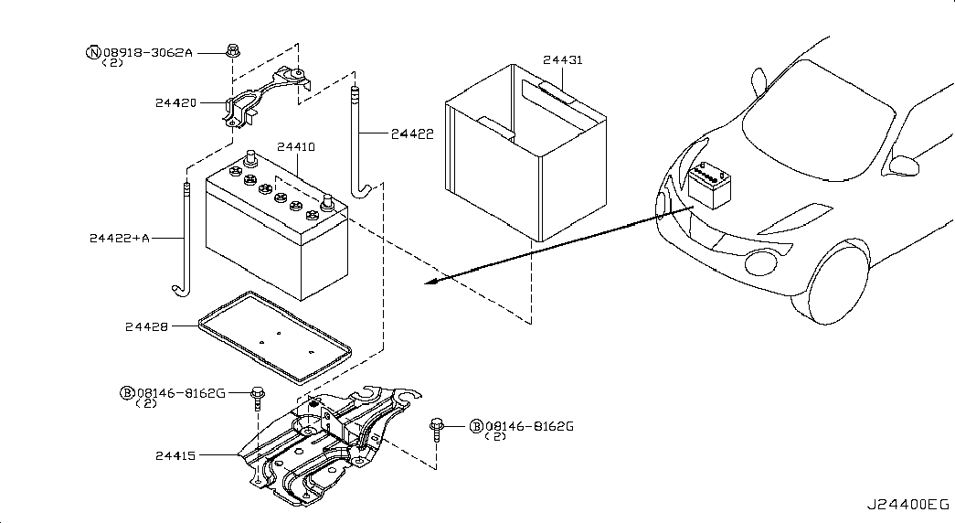 Аккумулятор для Nissan Juke 2010-2014