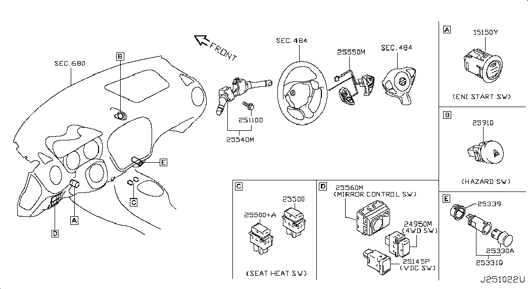 Подрулевой переключатель внешнего света для Nissan Juke 2010-2014