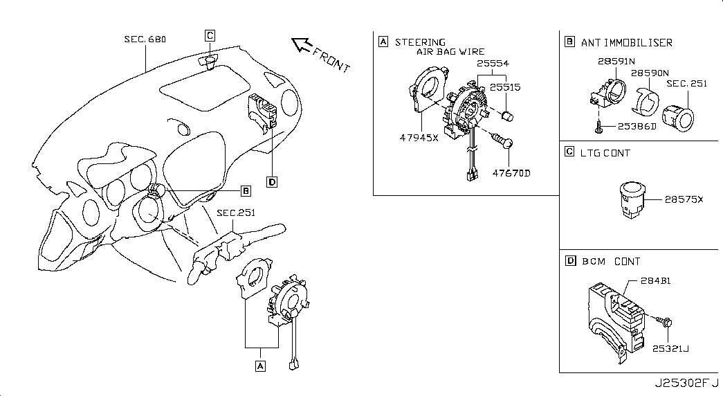 Контактная группа руля для Nissan Juke 2010-2014