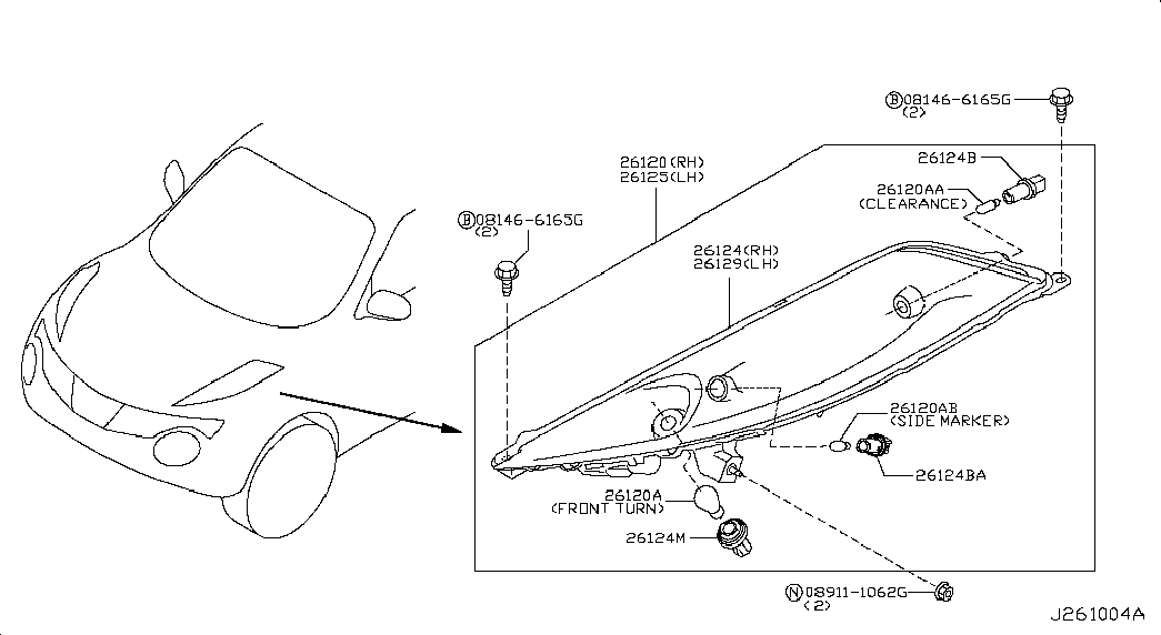Фара правая в сборе для Nissan Juke 2010-2014