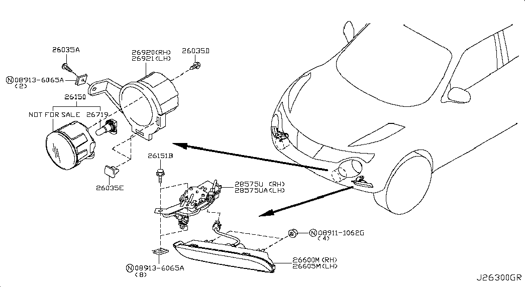 Фара противотуманная правая в сборе для Nissan Juke 2010-2014