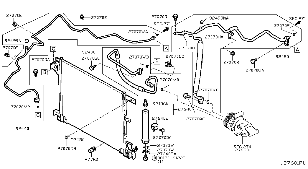 Радиатор кондиционера в сборе для Nissan Juke 2010-2014
