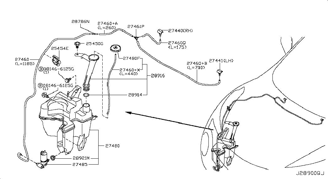 Фаро-омыватель правый для Nissan Juke 2010-2014