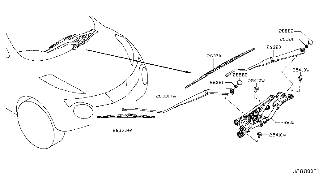 Трапеция переднего стеклоочистителя для Nissan Juke 2010-2014