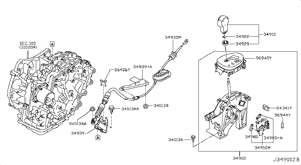 Рычаг переключения скоростей для Nissan Juke 2010-2014