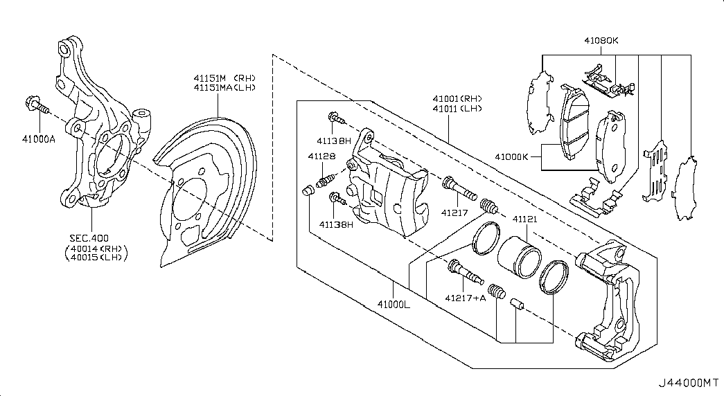 Суппорт тормозной передний левый для Nissan Juke 2010-2014